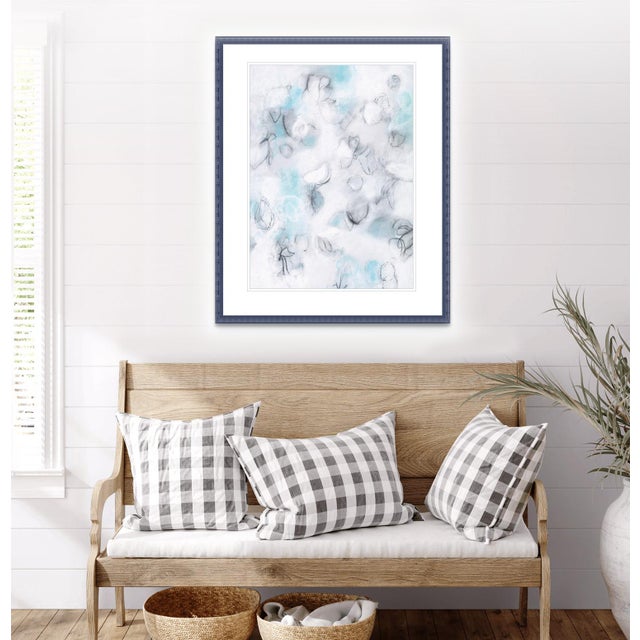 "Float No.9 - Blue Suspension" - Vertical Textured Abstract Contemporary Drawing on Paper For Sale - Image 4 of 6