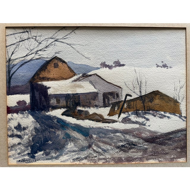1940s Modern Impressionist Winter Landscape Painting Signed For Sale - Image 14 of 15