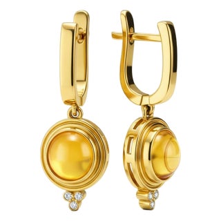 Vintage Inspired Citrine and Colorless Topaz Drop Earrings Silver, Gold, A Pair For Sale