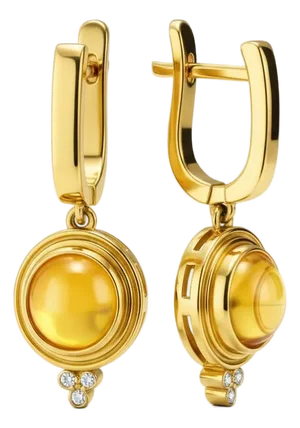 Vintage Inspired Citrine and Colorless Topaz Drop Earrings Silver, Gold, A Pair