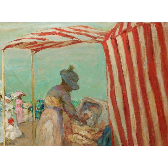 Impressionist Mid 20th Century Jacques Deveau Beach Scene Painting For Sale - Image 3 of 7