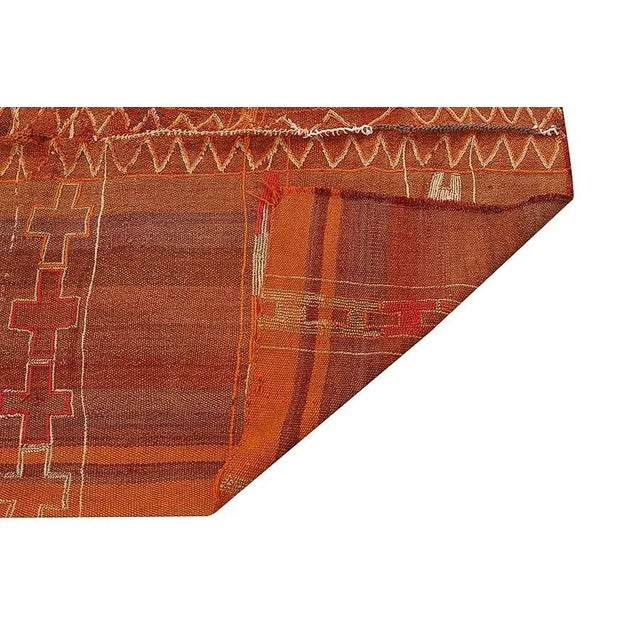 Mid 20th Century Modern Vintage Orange Kilim Rug For Sale - Image 5 of 7