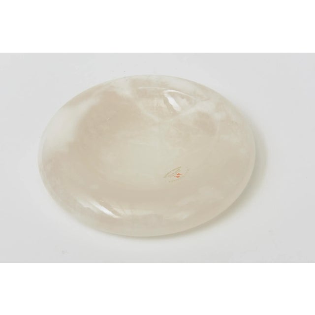 This lovely round Italian Alabaster bowl has the original sticker on it. from the 90's. It says "Scali-Volterra with a...