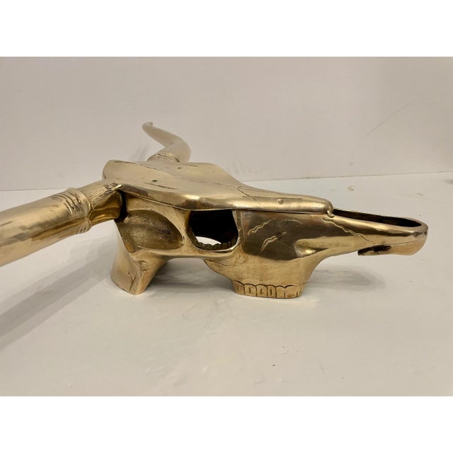 Mid 20th Century Mid 20th Century Brass Longhorn Wall Sculpture For Sale - Image 5 of 9