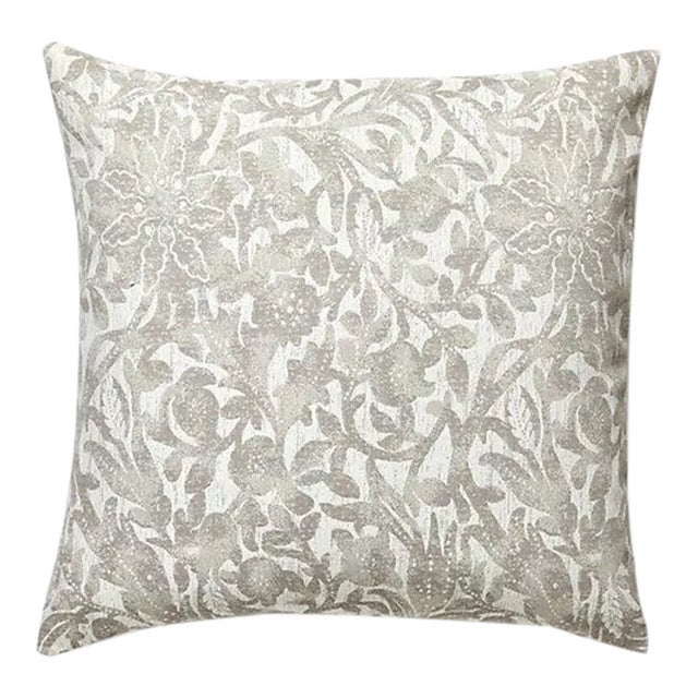 The House of Scalamandré Bali Floral Outdoor Pillow, Stone For Sale