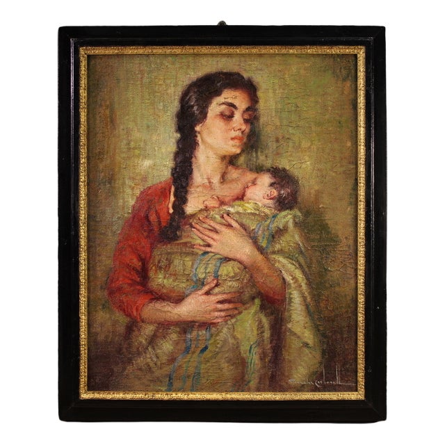Spanish Artist, Maternity, 20th Century, Oil Painting For Sale