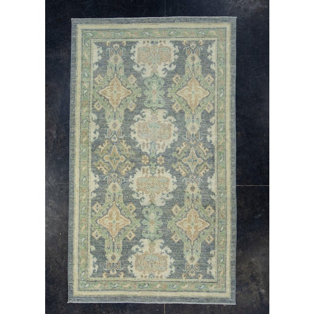 Green Turkish Oushak Rug 3'10" x 6'6" #17330 For Sale - Image 8 of 8