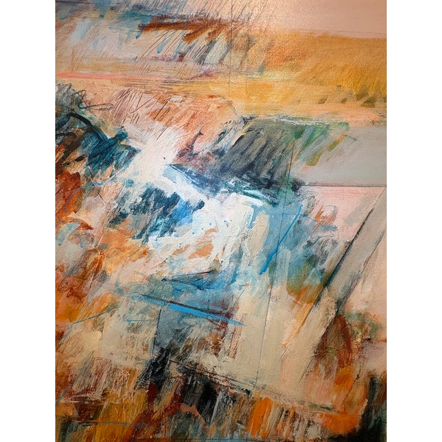Large Vintage Abstract Oil Painting Earth Tone Modern Signed & Framed Wall Art For Sale - Image 10 of 17