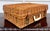Mid 20th Century Vintage English Sirram Wicker Picnic Hamper Suitcase With Blue Interior & Plates For Sale - Image 5 of 14