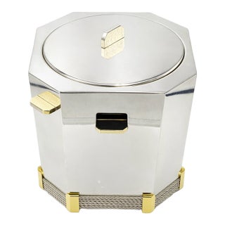 Vintage Gucci Silverplate Ice Bucket Mid Century Modern Barware Italy For Sale