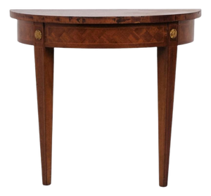 Antique Console Table in Fruitwood with Marquetry and Gilded Ornaments, 1880