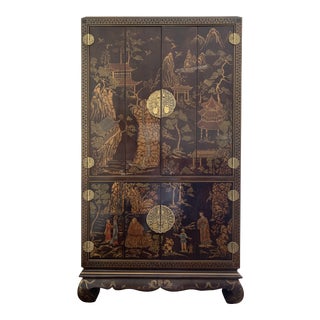 Late 20th Century Henredon Illuminated Asian Chinoiserie Media Cabinet For Sale
