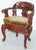 Vintage Chinese Red Lacquered Carved Elm Armchair with Heavy Foliage Detailing For Sale - Image 3 of 18
