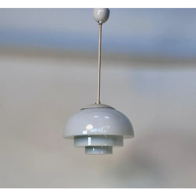 Art Deco Model Mithras Hanging Lamp in Opaline Glass from August Walther & Söhne, Germany, 1930s For Sale - Image 13 of 13