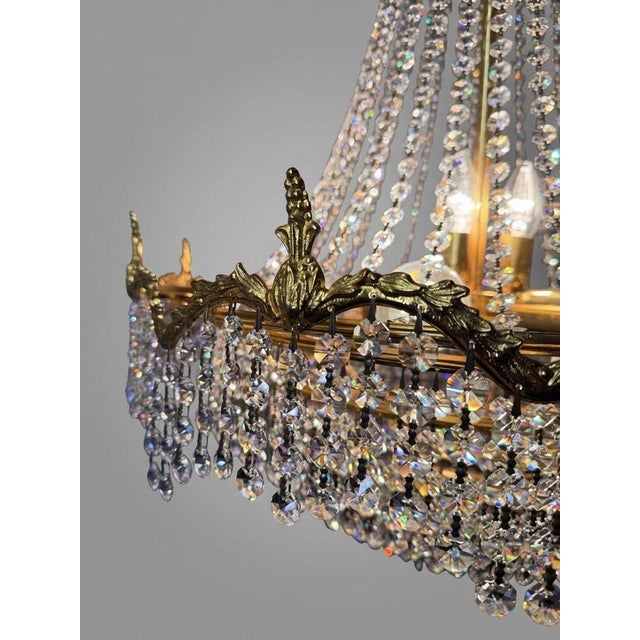Large Vintage Empire Style French Cascading Chandelier For Sale - Image 6 of 7