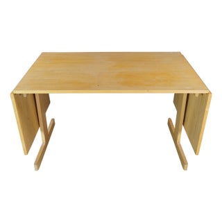 Mid Century Modern Beech Drop Leaf Dining Breakfast Conference Table For Sale