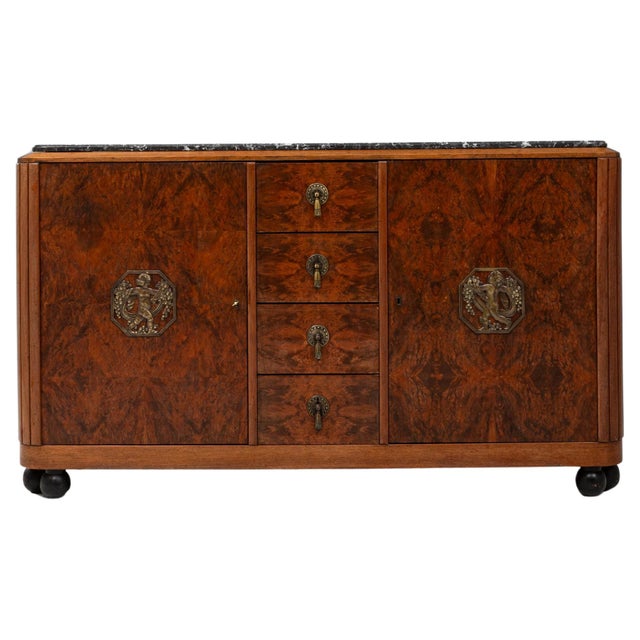 1920s Art Deco Wooden Sideboard with Marble Top For Sale - Image 15 of 18
