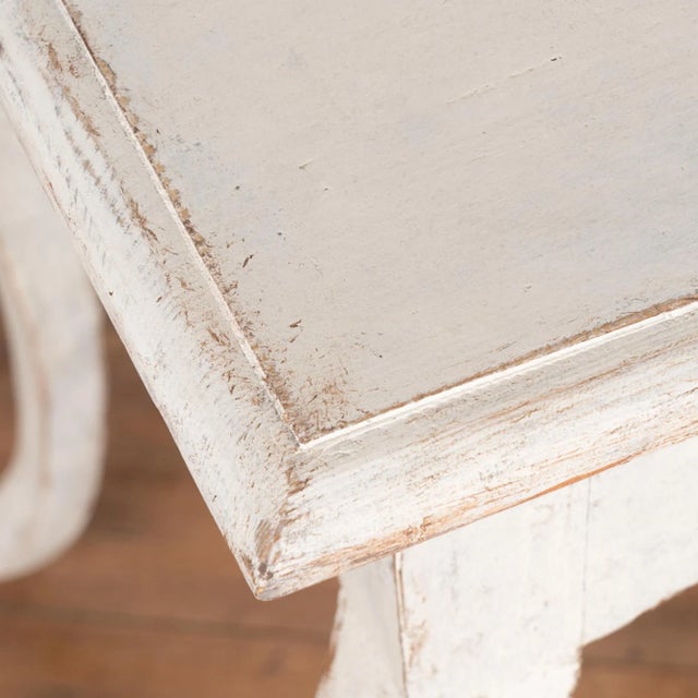 Early 19th Century White Gustavian Side Table With Cabriolet Legs, Sweden Circa 1800-20 For Sale - Image 5 of 13