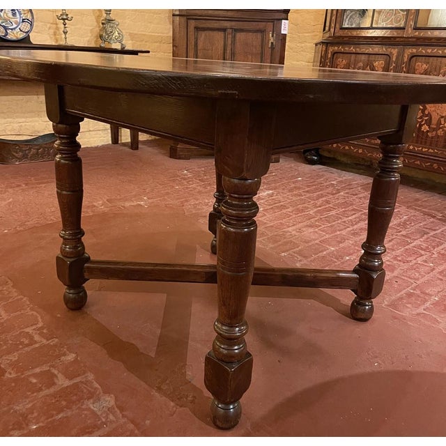 Louis XIII Round Oak Table For Sale - Image 5 of 9