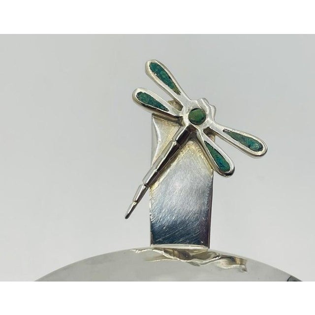 1980s Silver & Malachite Creamer, Spoon & Covered Sugar Pot Set by Emilia Castillo For Sale - Image 14 of 18