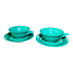 Antique T. L. B. Limoges Porcelain Cup & Saucer Set- 4 Pieces