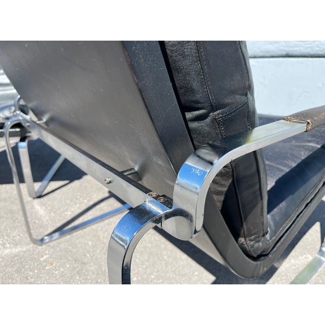 Jørgen Lund & Ole Larsen 1970s Jørgen Lund & Ole Larsen Pair of Lounge Chairs in Black Leather For Sale - Image 4 of 18