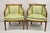 Antique Italian Regency Style Distress Carved Walnut Barrel Back Club Armchairs - a Pair. Item features solid carved...