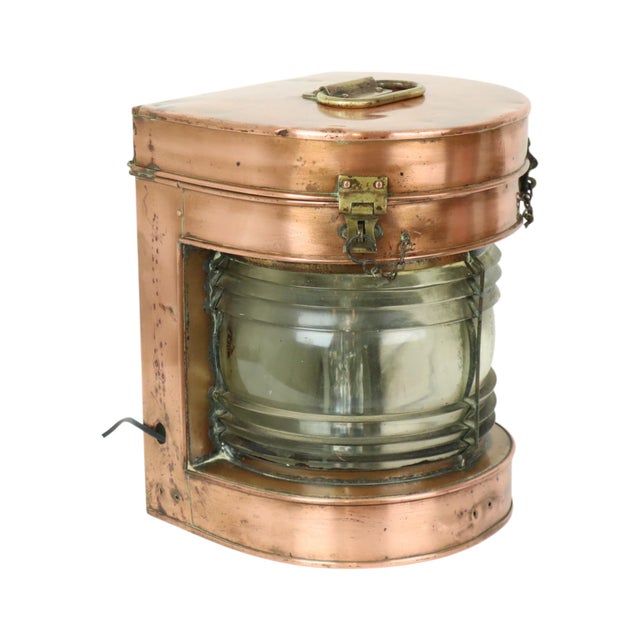 Large Antique Red Copper Ships Lantern For Sale - Image 9 of 11