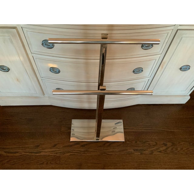 1990s Modern Polished Chrome Free Standing Double Towel Blanket Rack For Sale - Image 12 of 12
