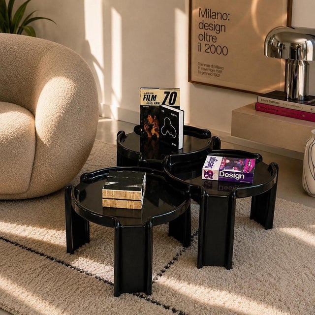 Black Nesting Tables by Giotto Stoppino for Kartell, Italy, 1960s, Set of 3 For Sale - Image 15 of 16
