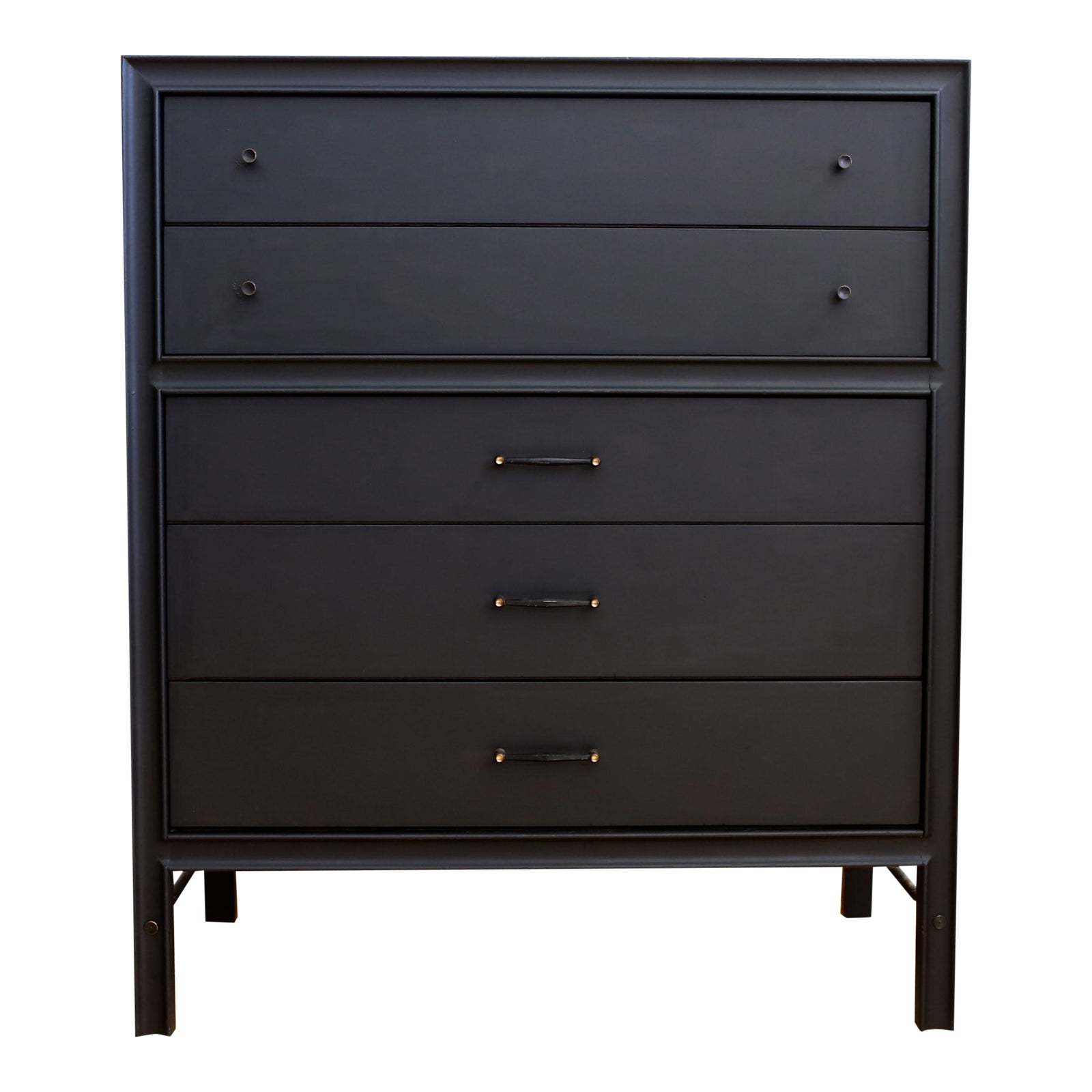 Vintage Classic Mid Century Modern Black Highboy Dresser by United