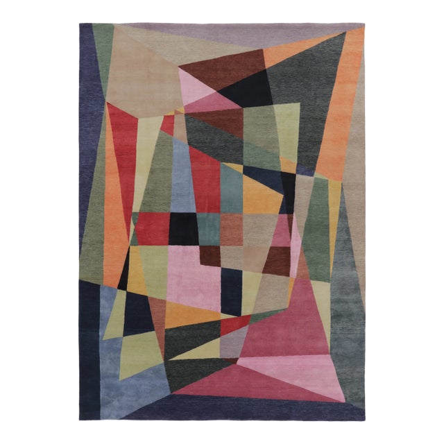 Rug & Kilim's Mid Century Modern Rug in Polychromatic Geometric Patterns For Sale