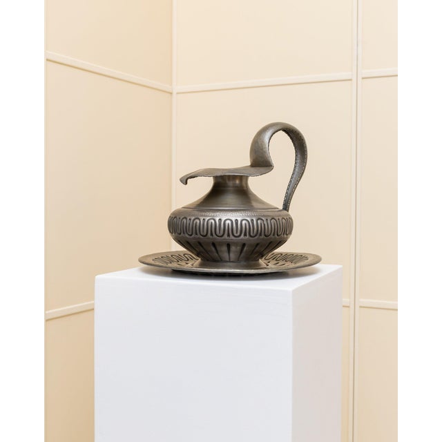 Tin Jug and Plate from Mazzuco Artigianale, Italy, 1940s, Set of 2 For Sale - Image 10 of 11