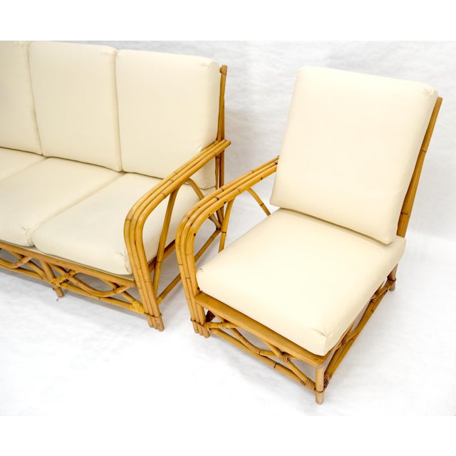Ficks Reed Mid Century 3 Pieces Rattan Bamboo Sofa Chairs Set c1960s MINT For Sale - Image 18 of 18