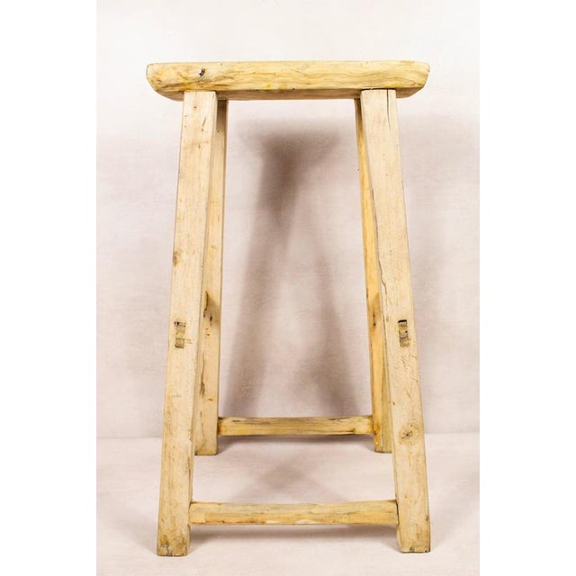 Vintage Rustic Stool in Elm For Sale - Image 5 of 5