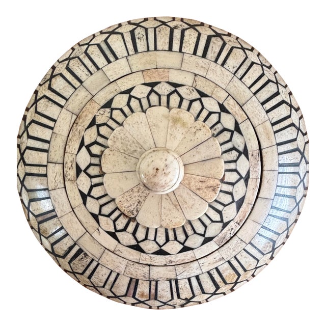 Maitland-Smith Bone & Horn Trinket Box - Tesselated Dome 9.5” For Sale