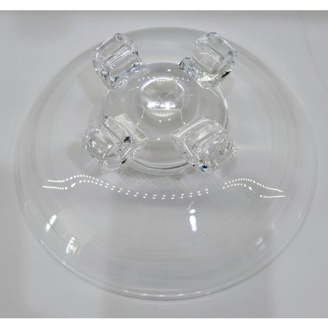 Vintage Steuben Signed Clear Crystal Footed Centerpiece Bowl For Sale In Dallas - Image 6 of 9