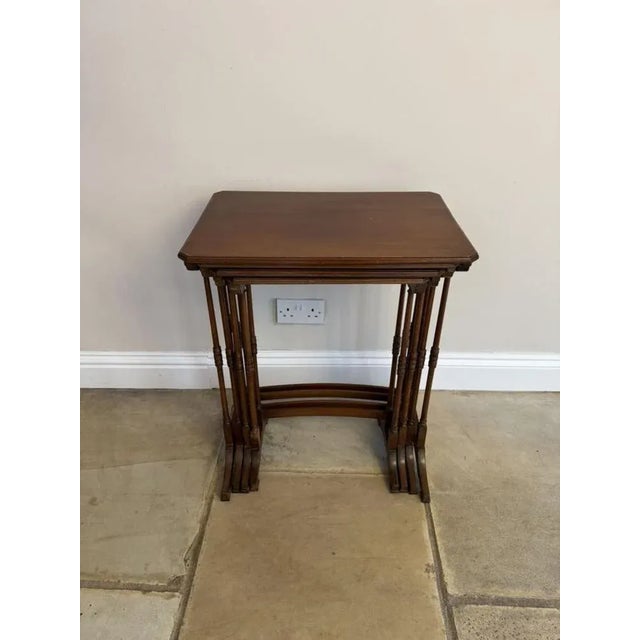 Antique Edwardian Mahogany Nesting Tables, 1900s, Set of 4 For Sale - Image 3 of 9