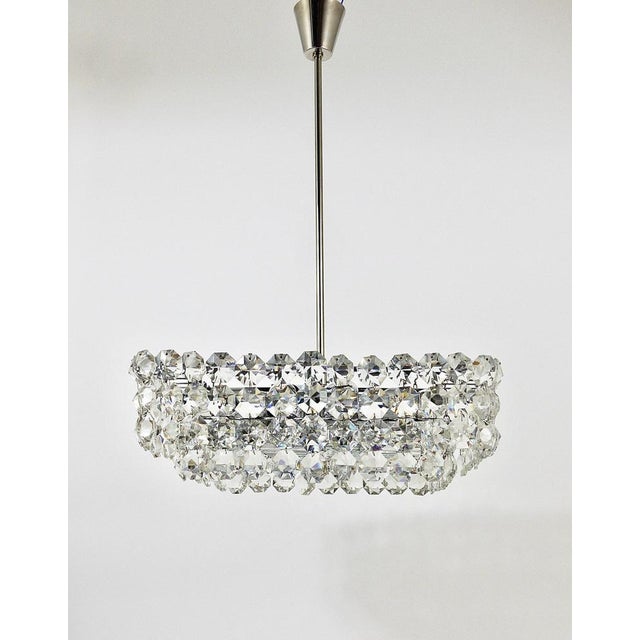 Large Austrian Square Chandelier with Diamond-Shaped Crystals from Bakalowits & Söhne, 1950s For Sale - Image 12 of 18