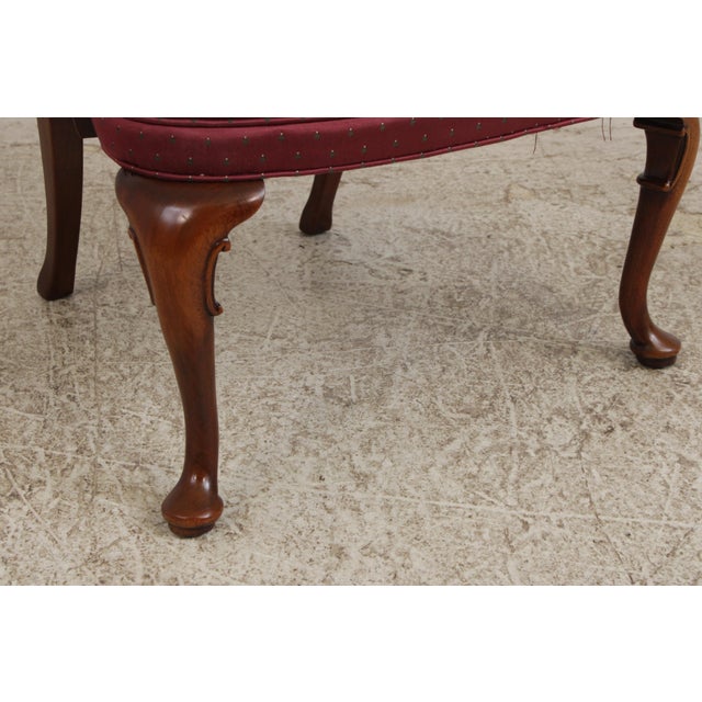 Pair of Hickory Chair Co Mahogany Queen Anne Upholstered Chairs For Sale - Image 10 of 17