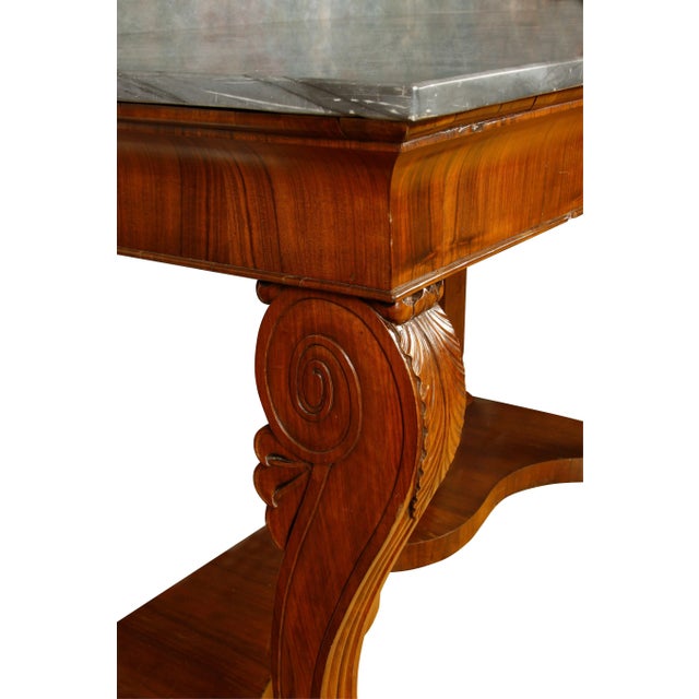 Traditional Walnut and Gray Marble Empire Console, circa 1880 For Sale - Image 3 of 5