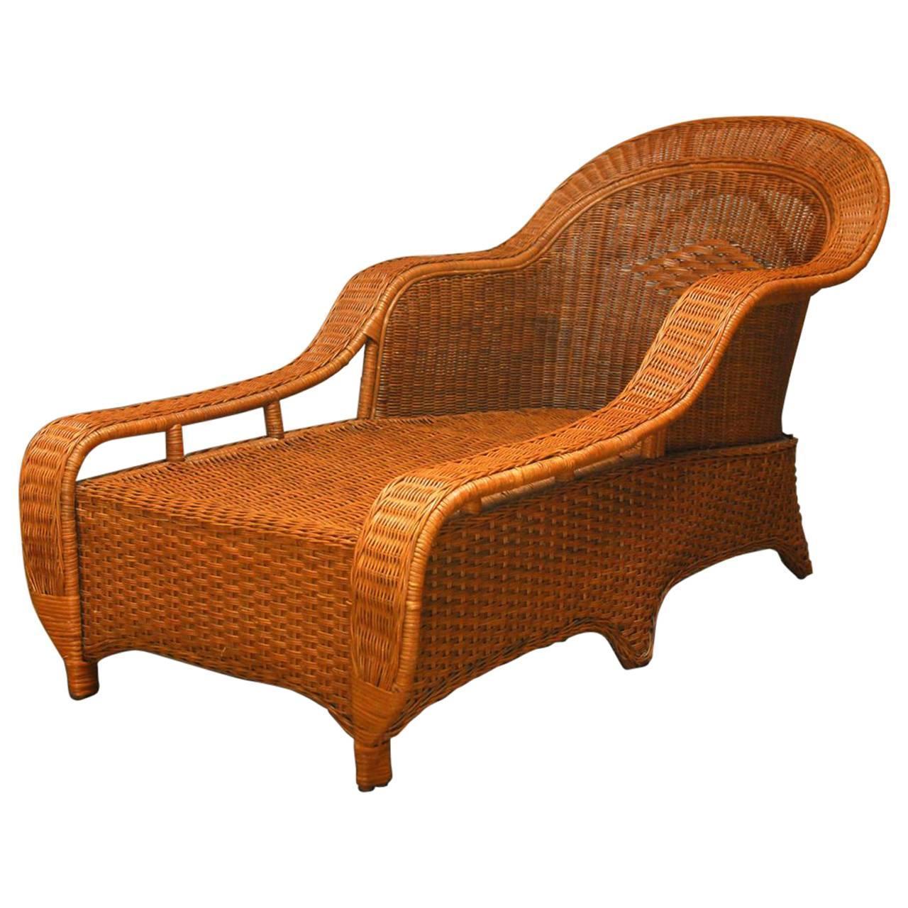 Palecek French Style Wicker Chaise Lounge Chairish