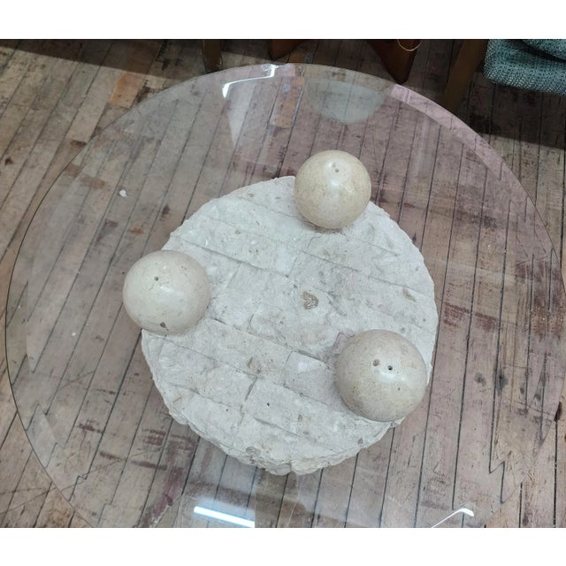 Vintage Postmodern Natural Mactan Stone Side Table | Chairish