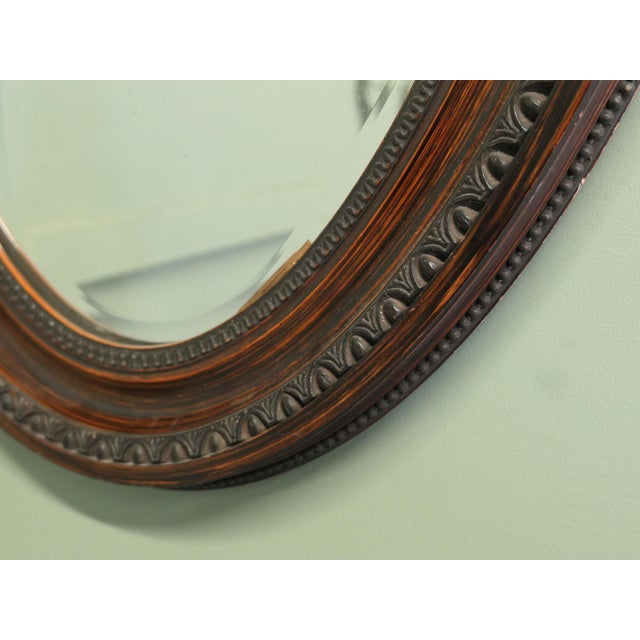 Large Edwardian Wood Finish Oval Mirror, 1900 For Sale - Image 3 of 7