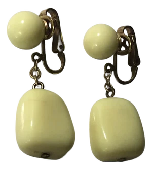 1970s Trifari Pale Yellow Lucite Dangle Earrings- Set of 2