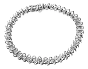 .925 Sterling Silver 1/4 Cttw Diamond Miracle-Set "S" Link Tennis Bracelet (I-J Color, I3 Clarity) - Size 7.25" Inches