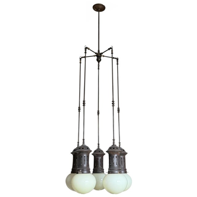 Late 20th Century Late 20th Century American Five-Arm Chandelier For Sale - Image 5 of 13