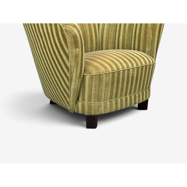Green Danish Cabinetmaker, Banana Lounge Chairs, Beech, Velour, Denmark, 1940s For Sale - Image 8 of 11