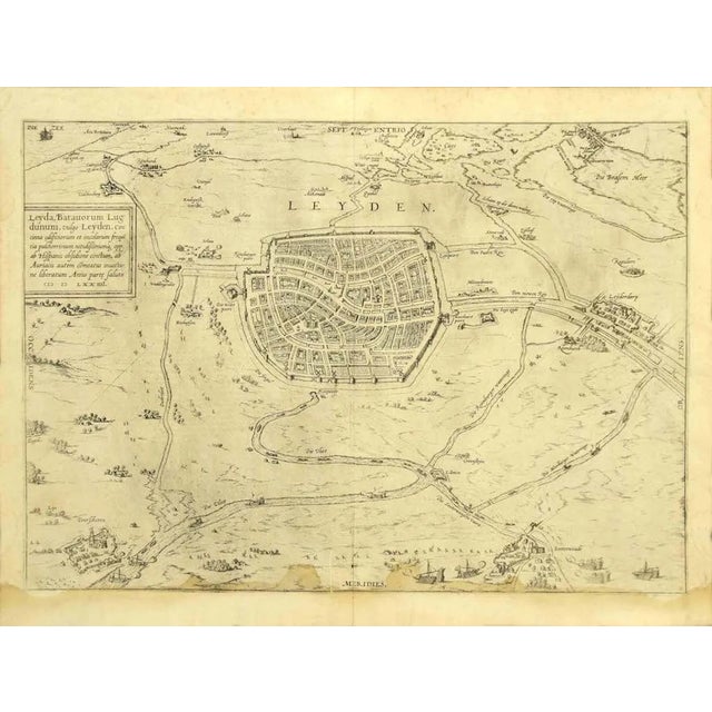 Franz Hogenberg - View of Leiden - Original Etching - Late 1500 For Sale