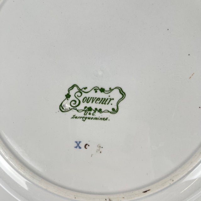 Souvenir Shallow Dish from Sarreguemines, 1890s For Sale - Image 5 of 10